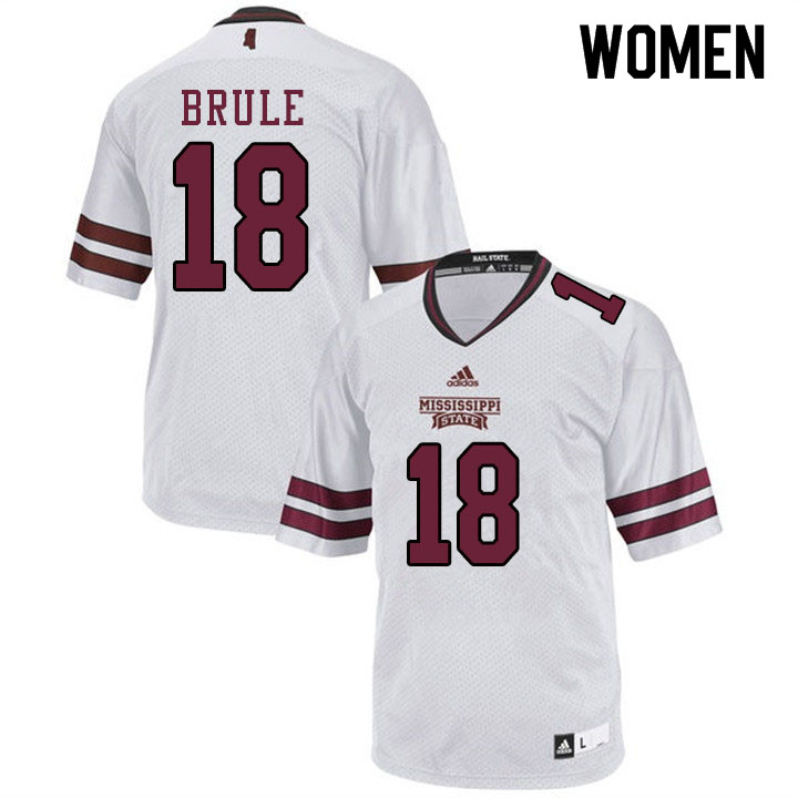Women #18 Aaron Brule Mississippi State Bulldogs College Football Jerseys Sale-White - Click Image to Close